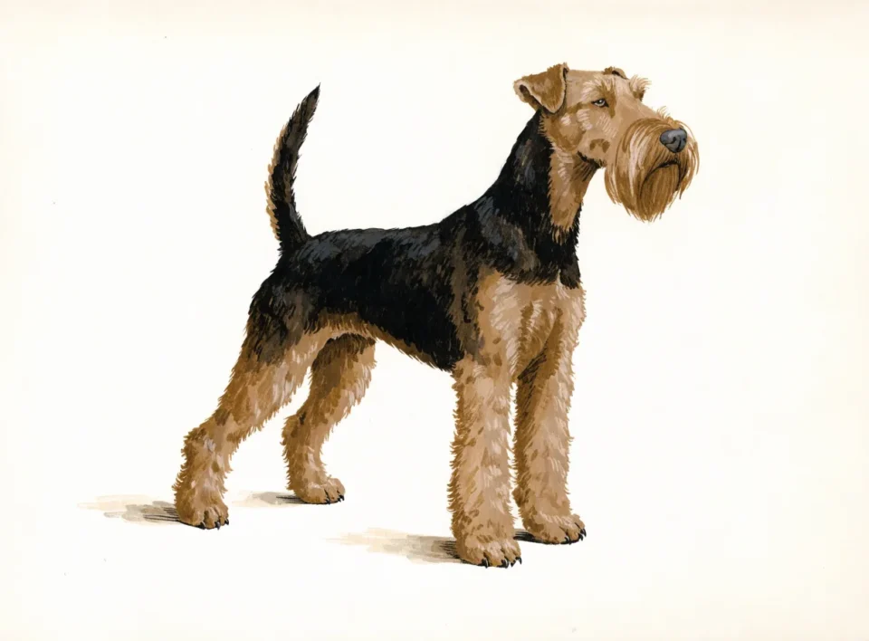 Illustrasjon av hunderasen airedale terrier