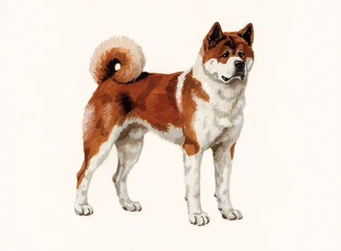 Illustrasjon av hunderasen akita
