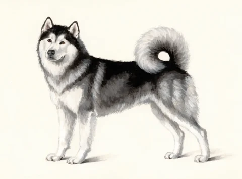 Illustrasjon av hunderasen alaskan malamute