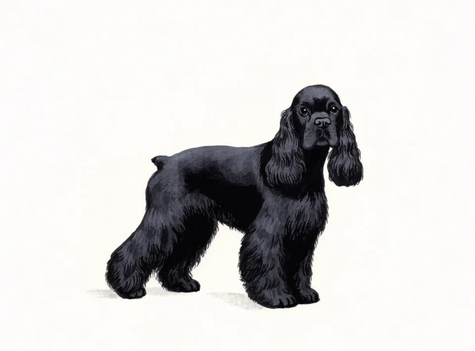 Illustrasjon av hunderasen amerikansk cocker spaniel