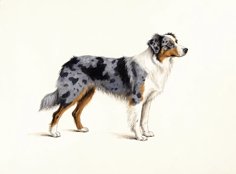 Illustrasjon av hunderasen australian shepherd
