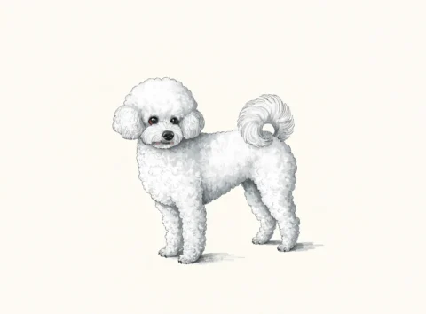 Illustrasjon av hunderasen bichon frisé
