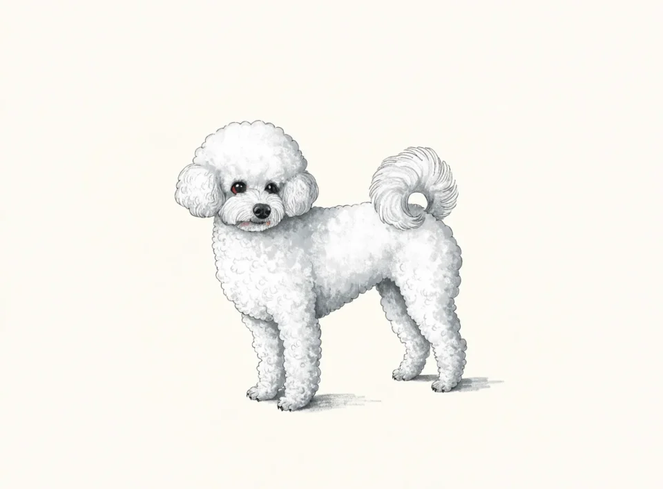 Illustrasjon av hunderasen bichon frisé