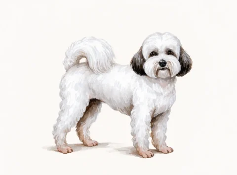 Illustrasjon av hunderasen bichon havanais