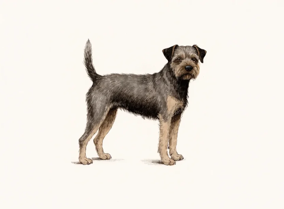 Illustrasjon av hunderasen border terrier