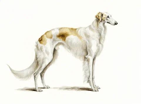 Illustrasjon av hunderasen borzoi