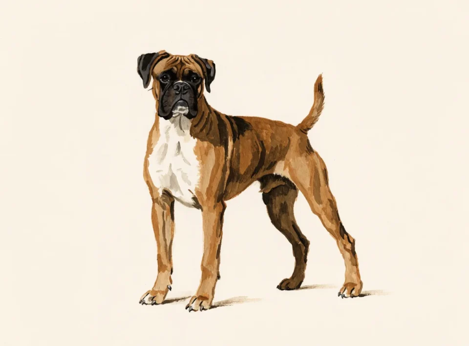 Illustrasjon av hunderasen boxer