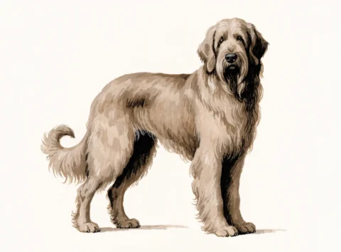 Illustrasjon av hunderasen briard