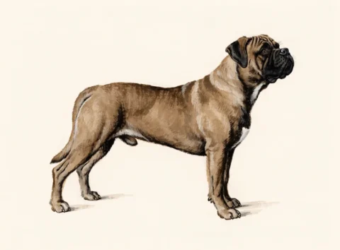 Illustrasjon av hunderasen bullmastiff