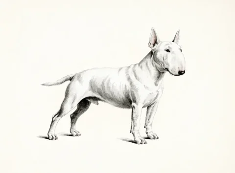 Illustrasjon av hunderasen bullterrier