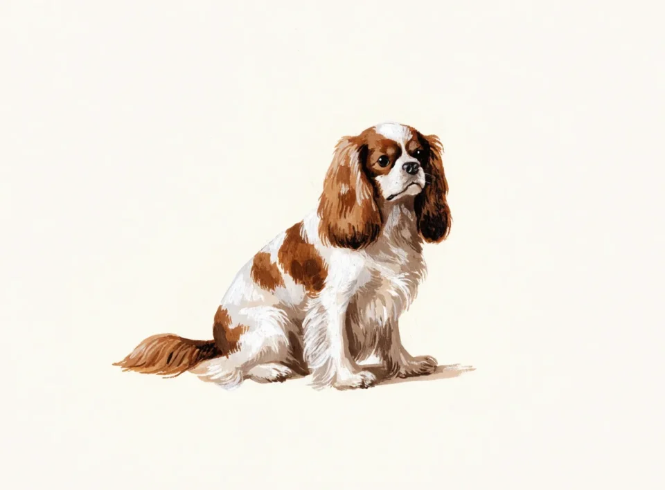 Illustrasjon av hunderasen cavalier king charles spaniel