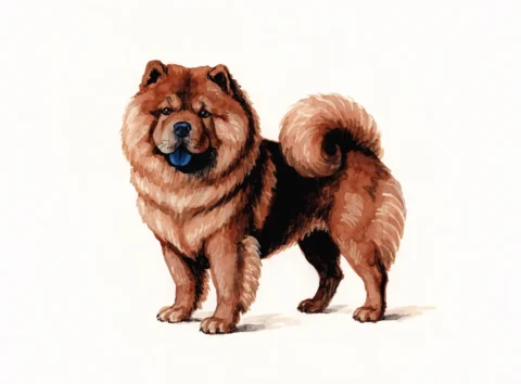 Illustrasjon av hunderasen chow chow