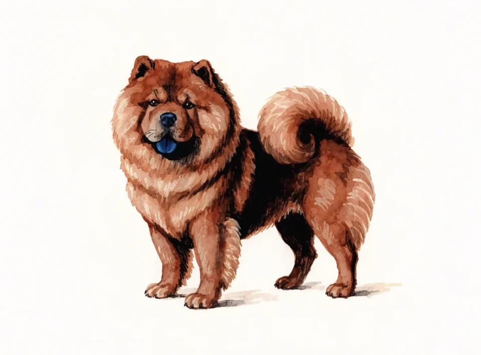 Illustrasjon av hunderasen chow chow