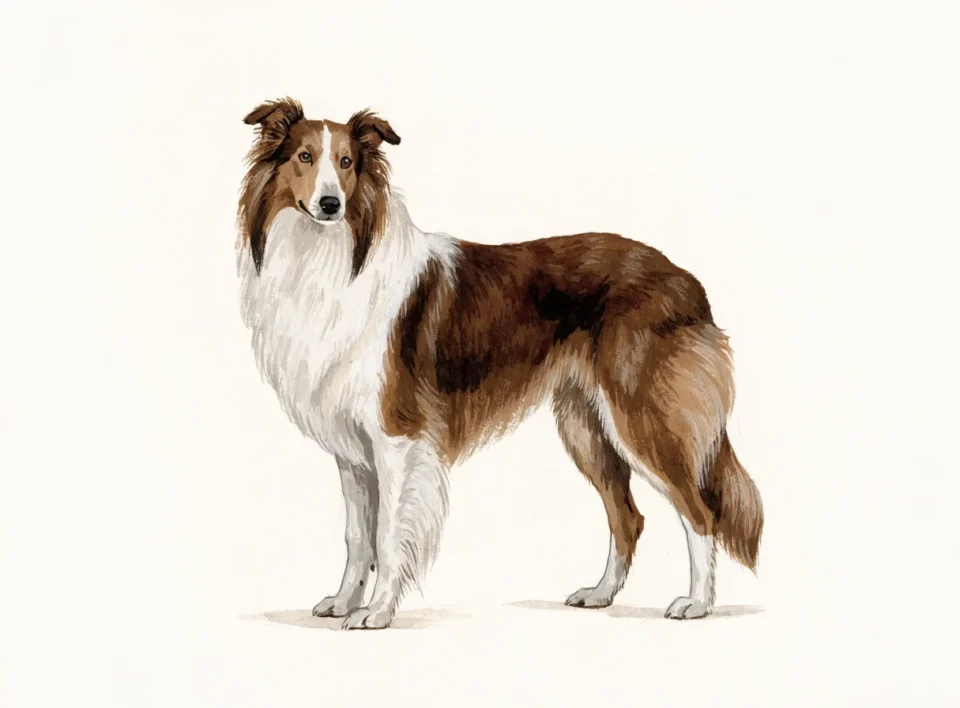 Illustrasjon av hunderasen collie
