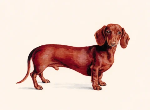 Illustrasjon av hunderasen dachshund