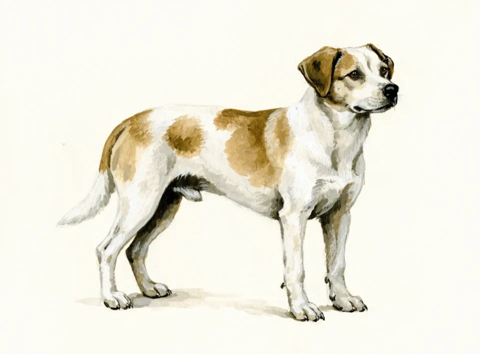 Illustrasjon av hunderasen dansk-svensk gårdshund