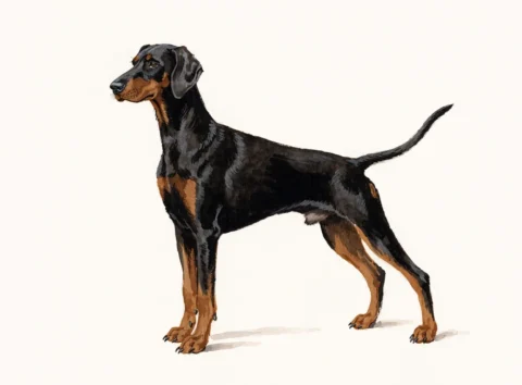 Illustrasjon av hunderasen dobermann