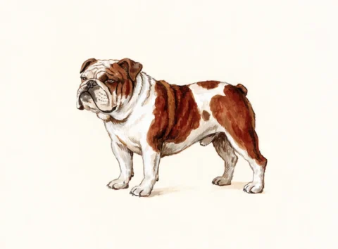 Illustrasjon av hunderasen engelsk bulldog