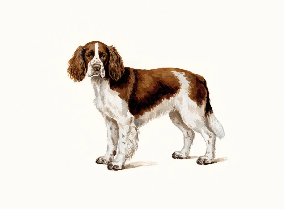 Illustrasjon av hunderasen engelsk springer spaniel
