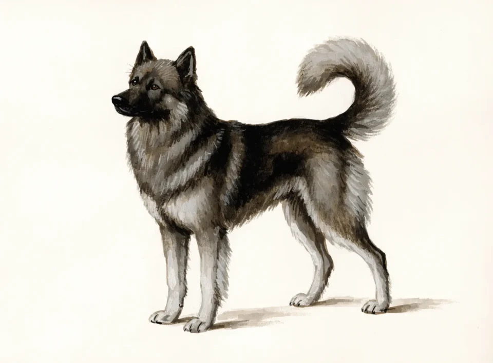 Illustrasjon av hunderasen eurasier