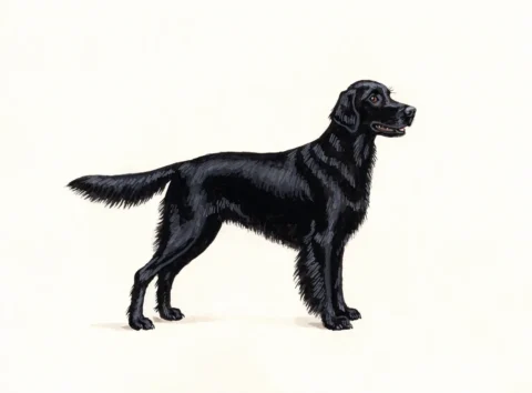 Illustrasjon av hunderasen flat coated retriever