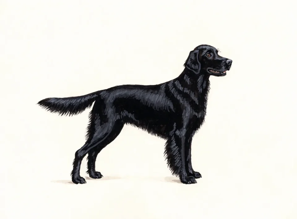 Illustrasjon av hunderasen flat coated retriever