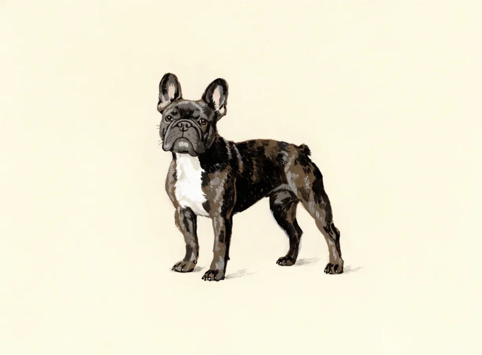 Illustrasjon av hunderasen fransk bulldog
