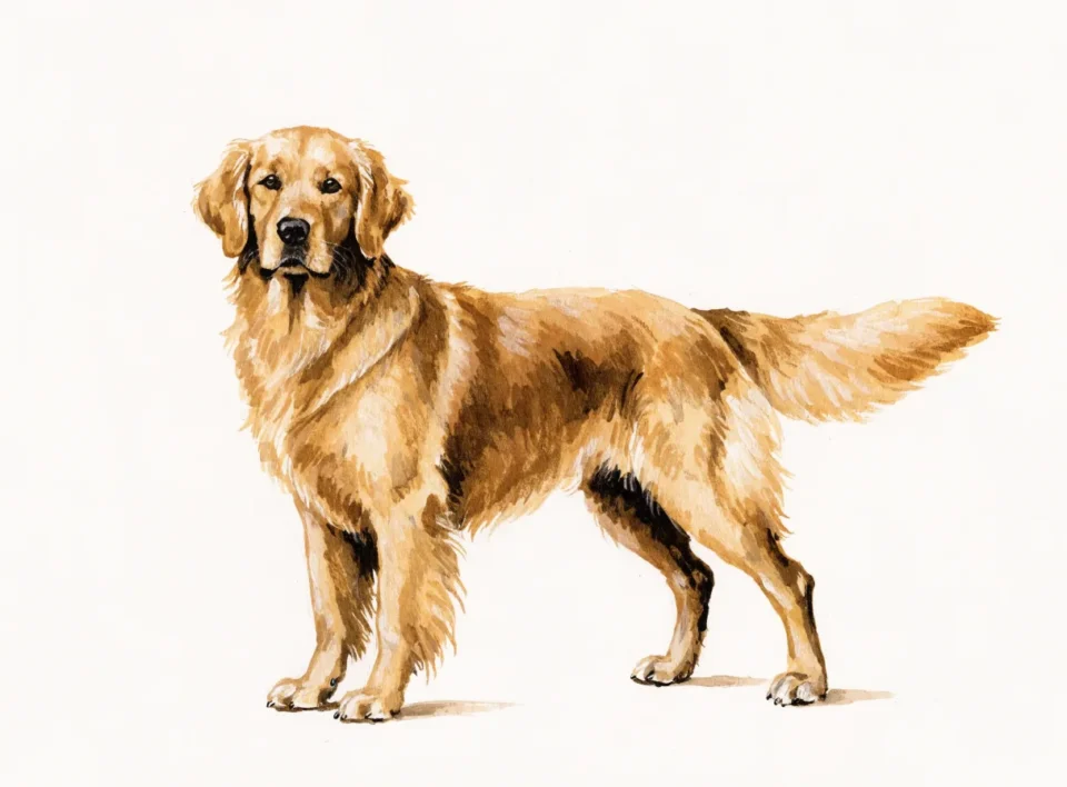 Illustrasjon av hunderasen golden retriever