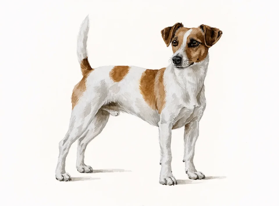 Illustrasjon av hunderasen jack russell terrier
