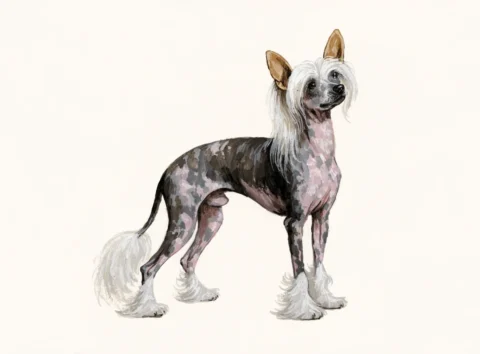 Illustrasjon av hunderasen kinesisk nakenhund