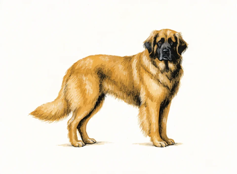 Illustrasjon av hunderasen leonberger