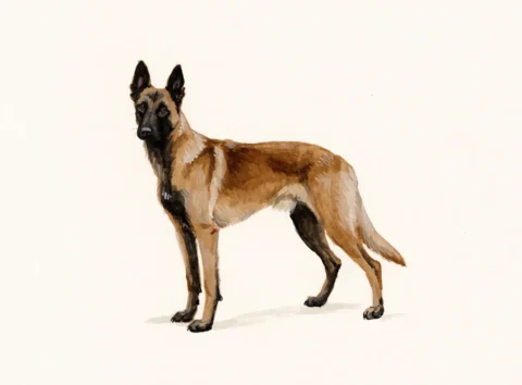 Illustrasjon av hunderasen malinois