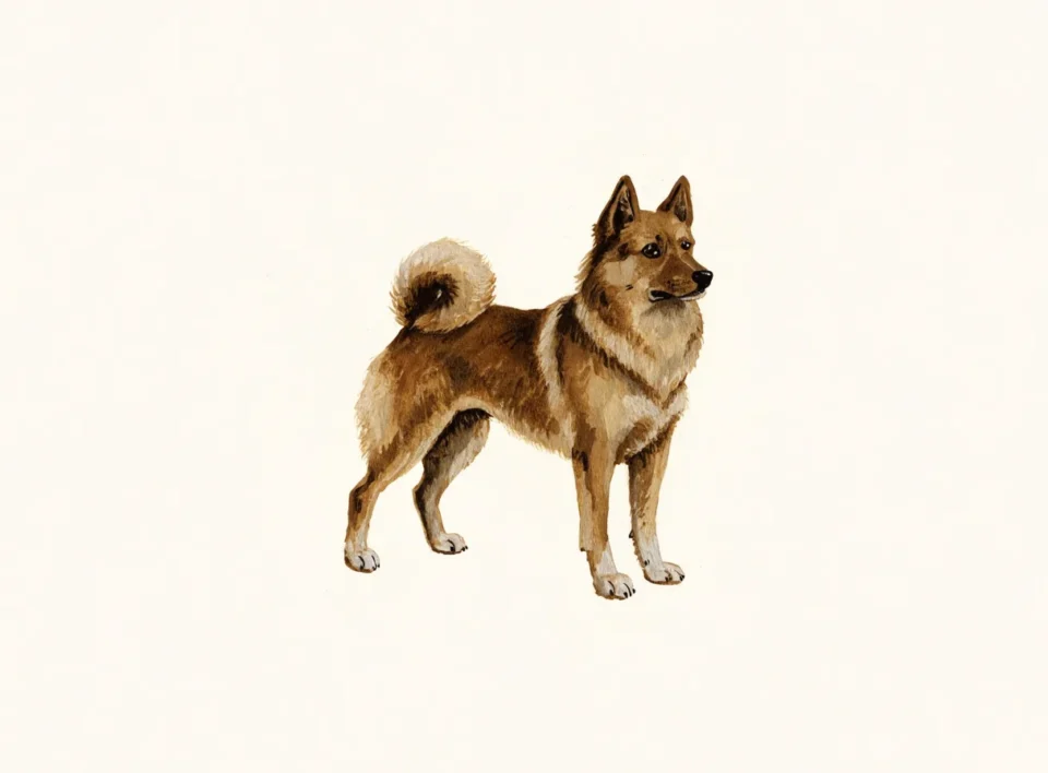 Illustrasjon av hunderasen norsk buhund