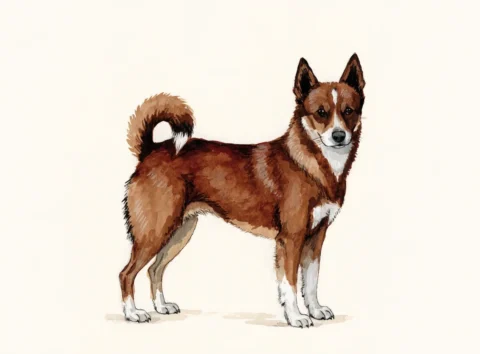 Illustrasjon av hunderasen norsk lundehund