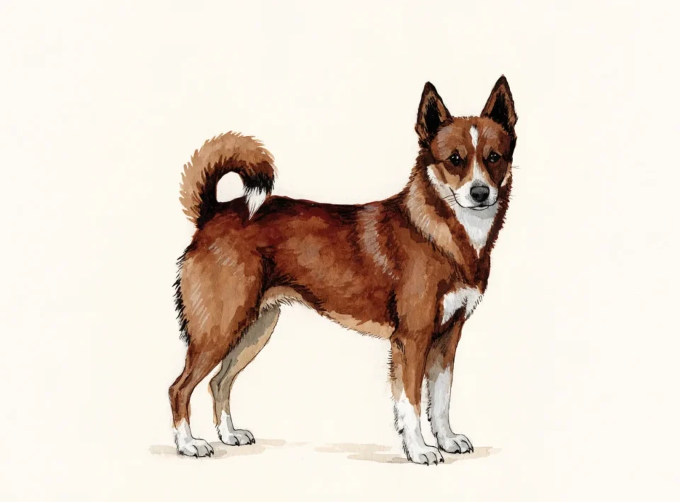 Illustrasjon av hunderasen norsk lundehund