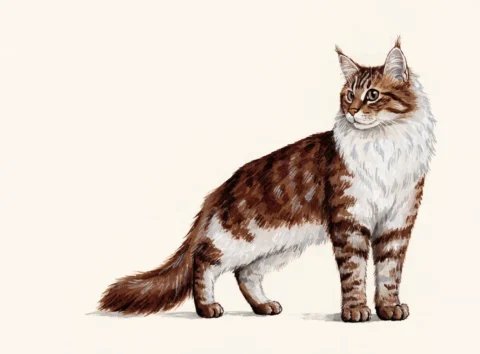 Illustrasjon av katterasen norsk skogkatt