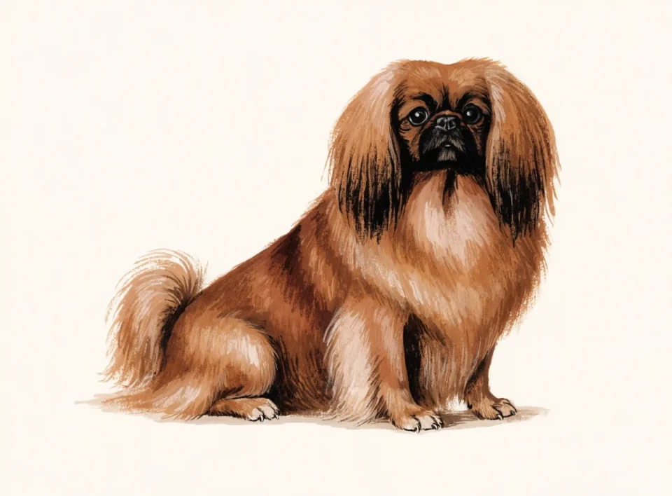 Illustrasjon av hunderasen pekingeser