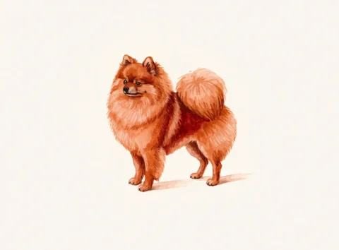 Illustrasjon av hunderasen pomeranian
