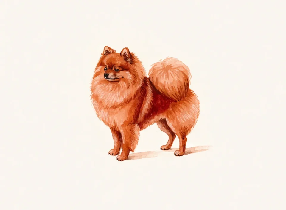 Illustrasjon av hunderasen pomeranian