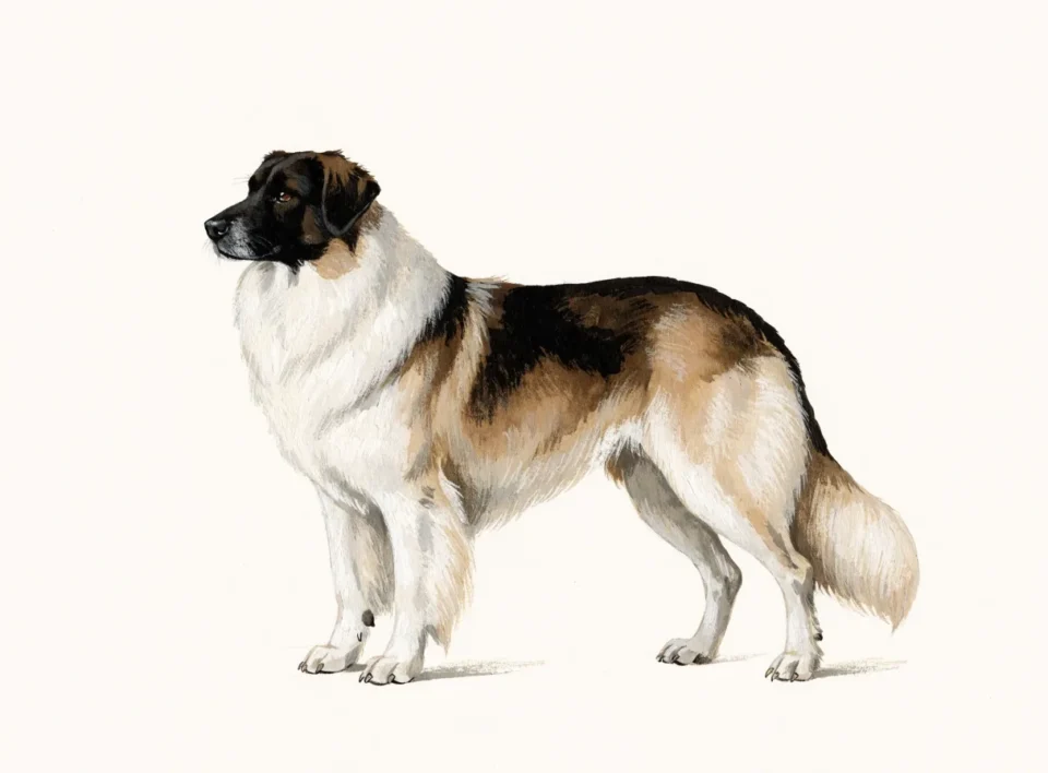 Illustrasjon av hunderasen pyreneerhund