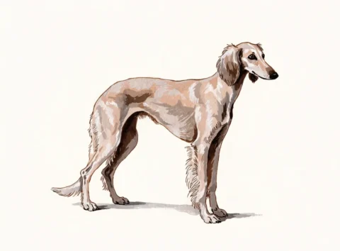 Illustrasjon av hunderasen saluki
