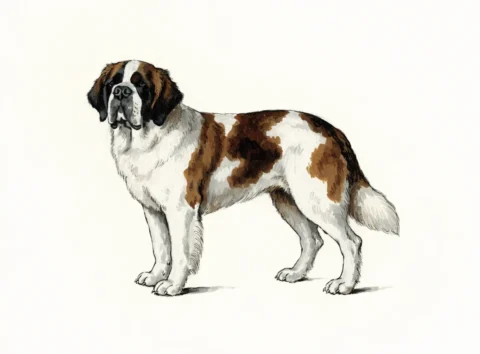 Illustrasjon av hunderasen sankt bernhardshund