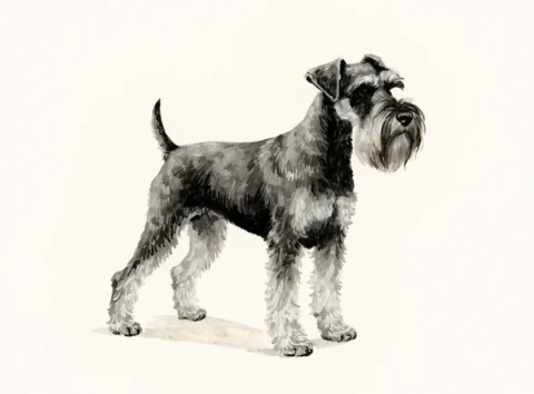 Illustrasjon av hunderasen schnauzer (mellomschnauzer)