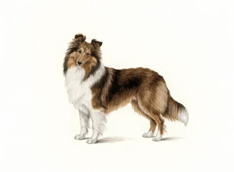 Illustrasjon av hunderasen shetland sheepdog