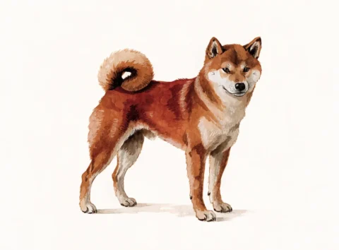 Illustrasjon av hunderasen shiba