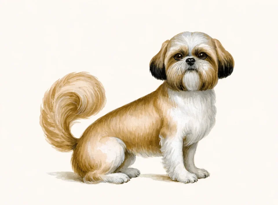Illustrasjon av hunderasen shih tzu