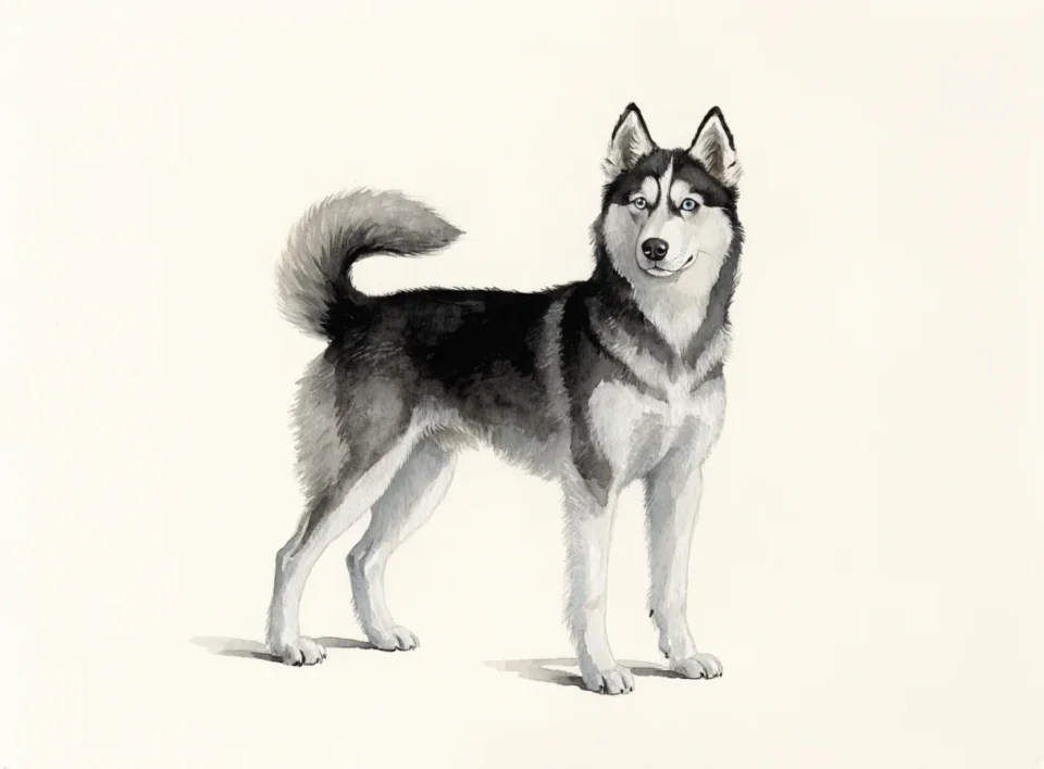 Illustrasjon av hunderasen siberian husky