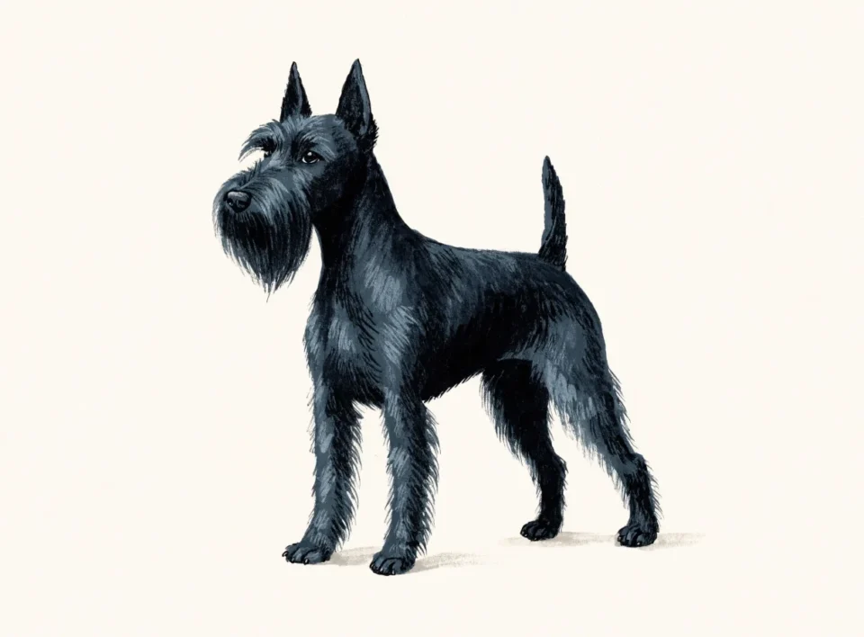 Illustrasjon av hunderasen skotsk terrier