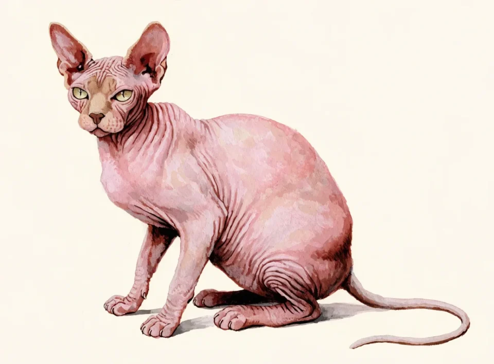Illustrasjon av katterasen sphynx