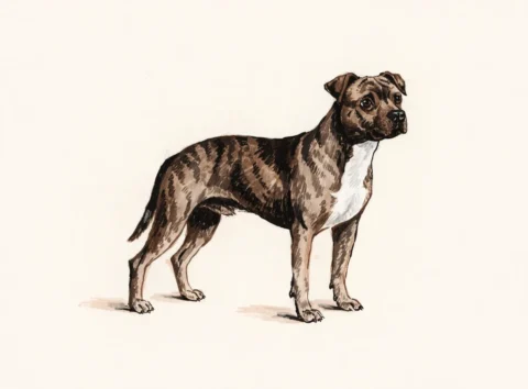 Illustrasjon av hunderasen staffordshire bullterrier